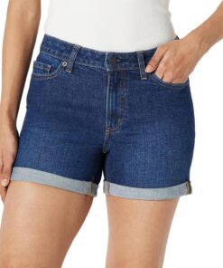 Amazon Essentials Shorts Vaqueros Ajustados de Tiro Medio de 10,2cm Mujer