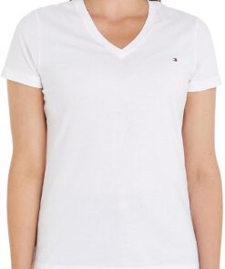 Tommy Hilfiger Camiseta Manga Corta Mujer Heritage con Cuello de Pico