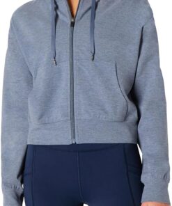 Amazon Essentials Sudadera Deportiva con Capucha y Cremallera, Ligera, Corta y de Alto Rendimiento Mujer