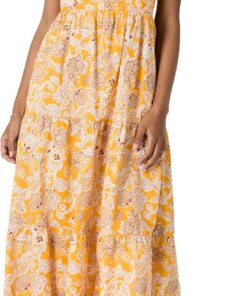 Amazon Essentials Vestido Largo Entallado y Escote Corazón con Vuelo con Capas de Satén de Algodón con Cintura de Corte Imperio Mujer
