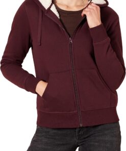 Amazon Essentials Mujer Chaqueta polar con forro de peluche, capucha y cremallera completa