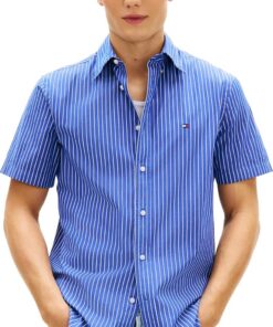 Tommy Hilfiger Flex Poplin STP SS Shirt Mw0mw42860 Camisa S/S Hombre (Pack de 1)