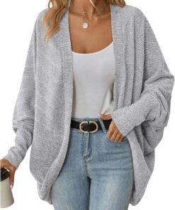 Suéteres tipo cárdigan para mujer, cárdigan de gran tamaño, holgado, frente abierto, suéter de punto, abrigos para invierno, otoño, cárdigans de gran tamaño para mujer