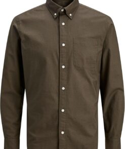 JACK & JONES Camisa de Hombre Talla Grande Color Liso básica Manga Larga Business JJEOXFORD