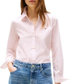 Tommy Hilfiger Camisa Mujer Poplin Regular con Cuello francés