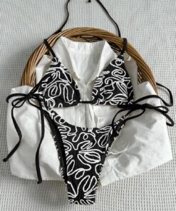 Conjunto de bikini triangular para mujer, traje de baño de dos piezas de corte alto, traje de baño sexy con cordón