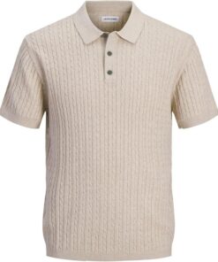 JACK & JONES Jjeemil Knit Cable Polo SS Sn para Hombre