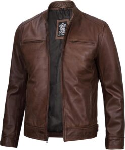 Brown Leather Jacket Men - Natural Distressed Leather Jackets for Men