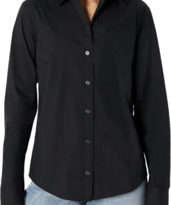 Amazon Essentials Camisa de Vestir con Botones de Popelina Elástica Mujer