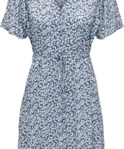 ONLY Vestido Mini Mujer Diseño Veraniego Estampado Vestido Blusa Corto Manga Ropa
