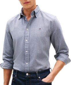 Tommy Hilfiger Flex Dobby SF Shirt Mw0mw29970 Camisa L/S Hombre (Pack de 1)