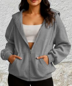 Sudaderas con capucha para mujer, con cremallera, de manga larga, cómodas