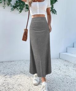 Faldas casuales de longitud media para mujer, elásticas, ultrasuaves, holgadas, formales, de cintura alta, para descansar