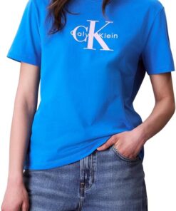 Calvin Klein Camiseta de Manga Corta Mujer Hero Classic Monologo tee con Cuello Redondo