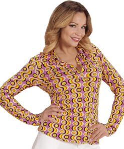 W WIDMANN MILANO Party Fashion - Blusa de los años 70 | Para mujer, camisa retro de Carnaval, fiesta temática «Disco Fever», disfraz al estilo de los 70