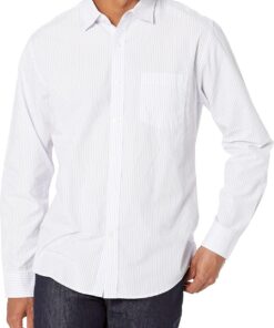 Amazon Essentials Hombre Camisa Informal de Popelina con Manga Larga y Corte Recto