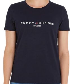 Tommy Hilfiger Camiseta de Manga Corta Mujer Heritage con Cuello Redondo