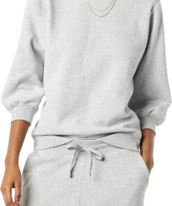 Amazon Essentials Mujer Sudadera de Felpa Francesa con Cuello Redondo y Detalle de Mangas