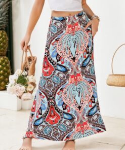 Maxifalda de cintura alta para mujer, acampanada, holgada, casual, ligera, para verano, playa, bohemia