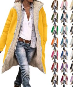HUIFUAO - Abrigos de invierno de sherpa para mujer, chaquetas acolchadas con capucha, chaquetas acolchadas con cremallera, forro polar, reversible, cálido, térmico, manga larga, plumón con bolsillos