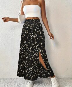 Falda de cintura alta floral para mujer, faldas largas casuales para verano, playa, vacaciones