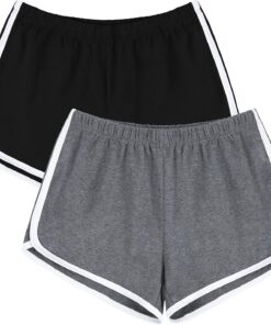 URATOT, Pantalones Cortos elásticos de algodón para Mujer, para Gimnasio, Yoga, Verano, Correr, Danza, 2 Unidades