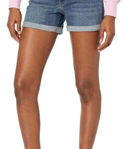 Amazon Essentials Shorts Vaqueros Ajustados de Tiro Medio de 10,2cm Mujer