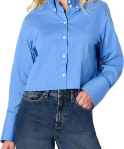 Amazon Essentials Camisa de Vestir de Popelina Elástica de Algodón, Extragrande y con Botones Mujer