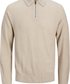 JJ REBEL Jreblogan Knit Zip Polo LS Jreblogan Knit Zip Polo LS Hombre (Pack de 1)