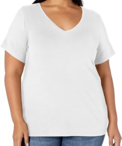 Amazon Essentials Mujer Camiseta de Manga Corta con Cuello en V de Talla Grande