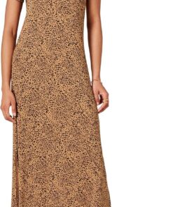 Amazon Essentials Vestido Midi de Punto de Manga Corta con Escote en Pico Mujer
