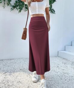 Faldas casuales de longitud media para mujer, elásticas, ultrasuaves, holgadas, formales, de cintura alta, para descansar