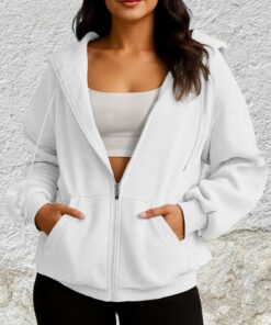 Sudaderas con capucha para mujer, con cremallera, de manga larga, cómodas
