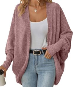 Suéteres tipo cárdigan para mujer, cárdigan de gran tamaño, holgado, frente abierto, suéter de punto, abrigos para invierno, otoño, cárdigans de gran tamaño para mujer