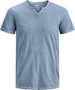 JACK & JONES T-Shirt Melange Split Neck T-Shirt