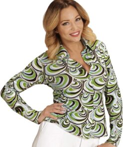 W WIDMANN MILANO Party Fashion - Blusa de los años 70 | Para mujer, camisa retro de Carnaval, fiesta temática «Disco Fever», disfraz al estilo de los 70