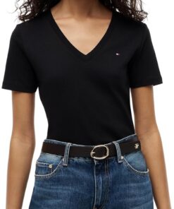 Tommy Hilfiger Camiseta de Manga Corta Mujer New Slim Cody V-Neck Cuello de Pico