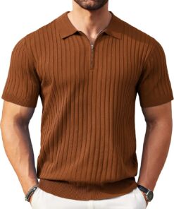 Coofandy Ztj009320 Classic Hombre (Pack de 1) | Cuello con cremallera de 1/4, texturizada, casual, camisa de negocios, ligera, transpirable, elástica para hombre