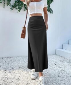 Faldas casuales de longitud media para mujer, elásticas, ultrasuaves, holgadas, formales, de cintura alta, para descansar