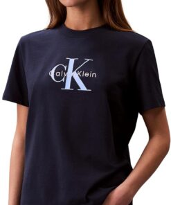 Calvin Klein Camiseta de Manga Corta Mujer Hero Classic Monologo tee con Cuello Redondo