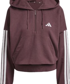 adidas Women's Sudadera con Capucha Essentials French Terry Quarter-Zip 3 Bandas