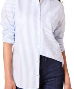 Amazon Essentials Mujer Camisa de Popelina Abotonada de Manga Larga y Corte Estándar