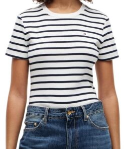 Tommy Hilfiger Camiseta de Manga Corta Mujer New Slim Cody Cuello Redondo