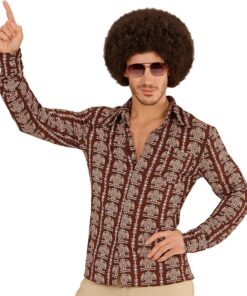 W WIDMANN Milano Party Fashion - Camisa de Hombre de los años 70 | Estilo «Groovy», camisa con estilo disco, llamativo diseño retro, disfraz para Carnaval y fiestas temáticas