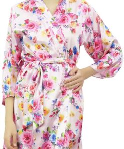 Bimba Las Mujeres de Encubrimiento Ropa de Noche del Kimono Impreso Floral de la Dama de Honor Regalo