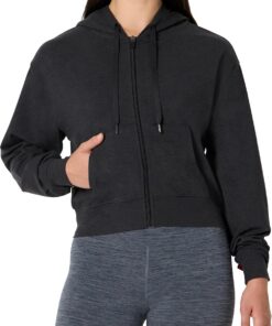Amazon Essentials Sudadera Deportiva con Capucha y Cremallera, Ligera, Corta y de Alto Rendimiento Mujer