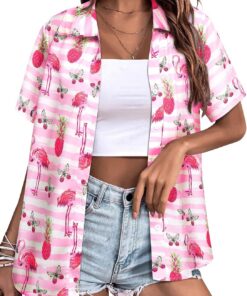 WIEIYM Camisas hawaianas con estampado floral y botones para mujer, blusas con estampado de flores, camiseta informal de verano de manga corta, unisex, para vacaciones, playa, tropical