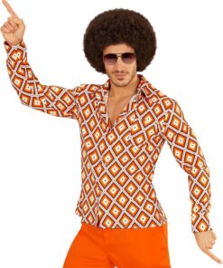 W WIDMANN Milano Party Fashion - Camisa de Hombre de los años 70 | Estilo «Groovy», camisa con estilo disco, llamativo diseño retro, disfraz para Carnaval y fiestas temáticas