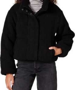 Amazon Essentials Mujer Chaqueta Acolchada y Recortada con Cremallera Completa (Acolchado Mate o Forro Polar)