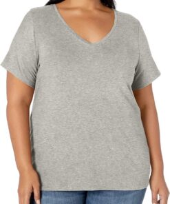 Amazon Essentials Mujer Camiseta de Manga Corta con Cuello en V de Talla Grande